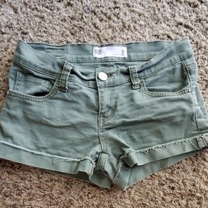 Olive Green Semi Distressed Shorts